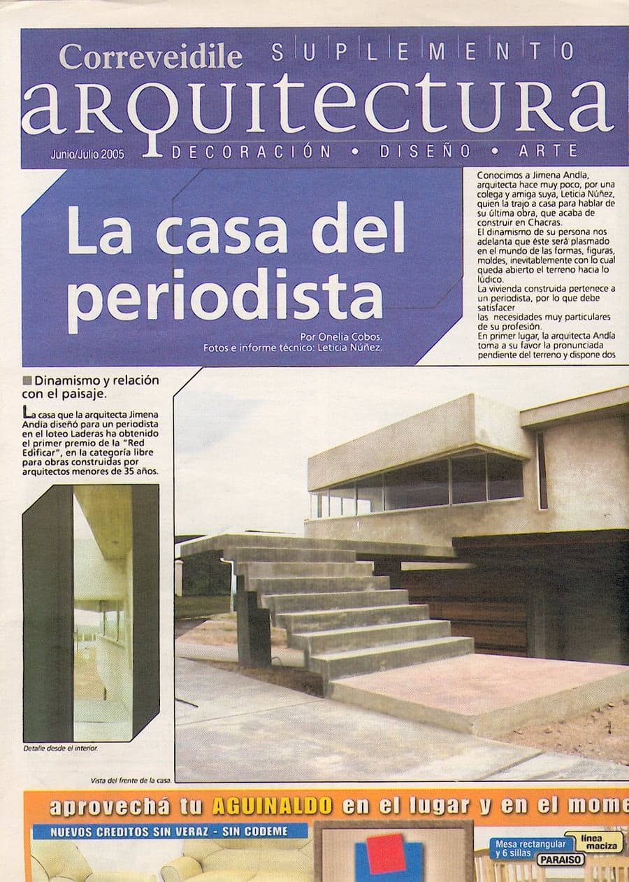Correveidile, suplemento de Arquitectura de Clarín — “La casa del periodista”, 2005
